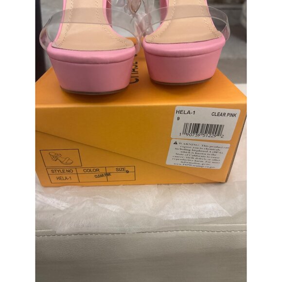 Chase + Chloe HELA-1 Pink Block Heel Sandals Size 9 Chunky Clear Strap Box - Picture 8 of 9